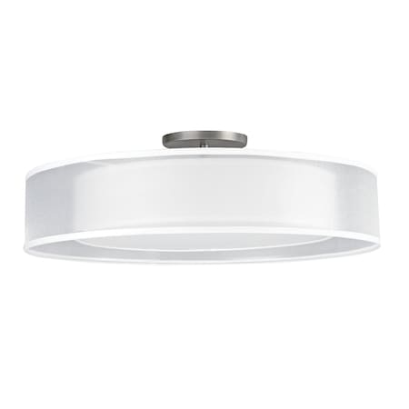 Cortez 24 LED Semi-Flush - Satin Nickel Metal - White/White Shade